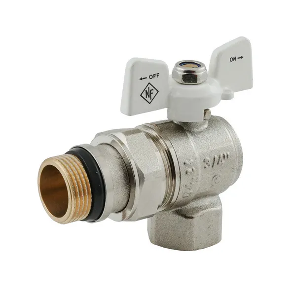 Кран кульовий з американкою Nolf classic NFC.983-08-3/4" FM ГШМ WHITE кутовий "антипротікання" (NF3163)