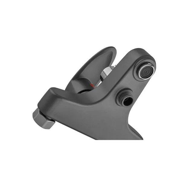 Змішувач для ванни Plamix CEZAR-009 EURO SET Graphite, зі шлангом, лійкою та кронштейном (PM0694)