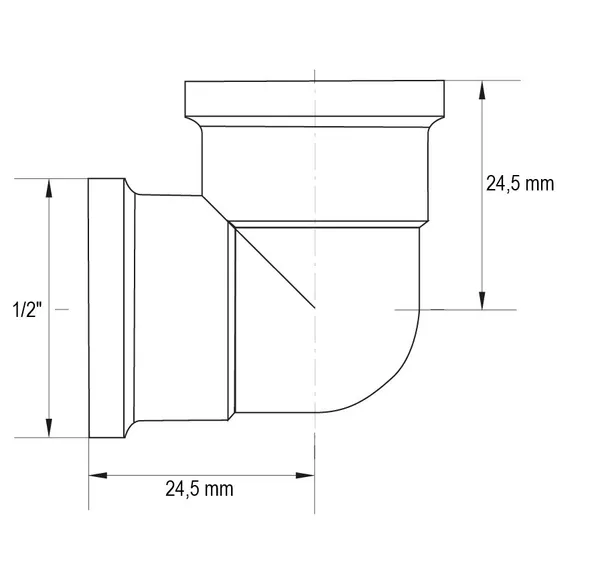 Кут ВВ Koer KF.L06F.WN - 1/2'' (Без нікелю) (KR3027)