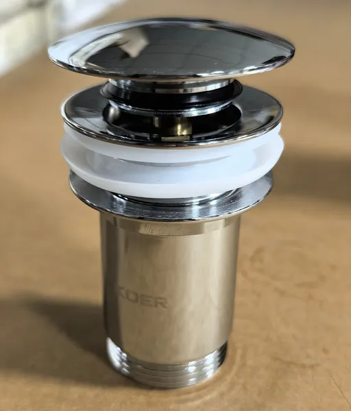 Донний клапан для раковини Koer PW-08-01 1 1/4''  без переливу автоматичний СLICK-СLACK (Колір хром) (KR5786)