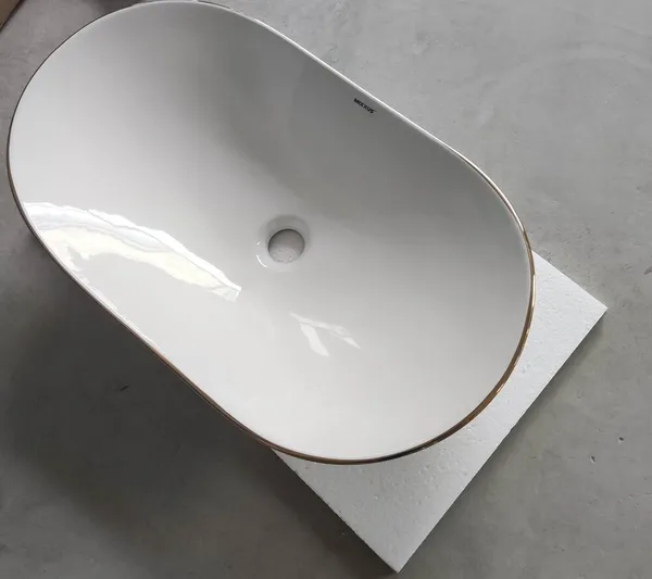 Раковина накладна MIXXUS PREMIUM WAVE-0105 EDGE GOLD 620х360х160mm (MP6557)