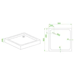 Душовий піддон з сифоном Mixxus CUBIC ST01-90x90x13 квадратний діаметр зливу 52 мм NEW (MI8371)
