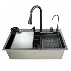 Мийка багатофункціональна Zerix ZH7546-SET-06 Micro Decor Graphite з вбудованим змішувачем з нерж.сталі (ZM5587)