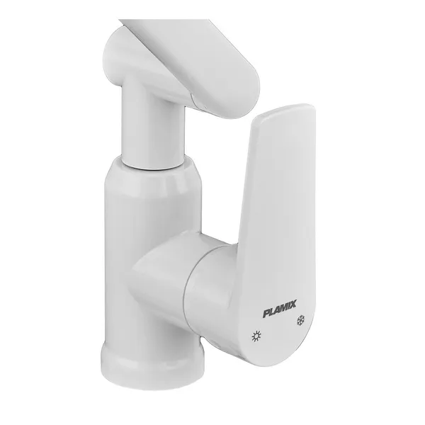 Змішувач для умивальника з регульованим виливом Plamix Oscar-001-FX SET White (з підведенням) (Колір білий) (PM6105)