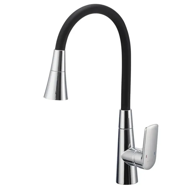 Змішувач для кухні Mixxus Premium Matis 011-T (NUT) Refl.Black (Колір хром+силік.вилив чорний) (MI8266)
