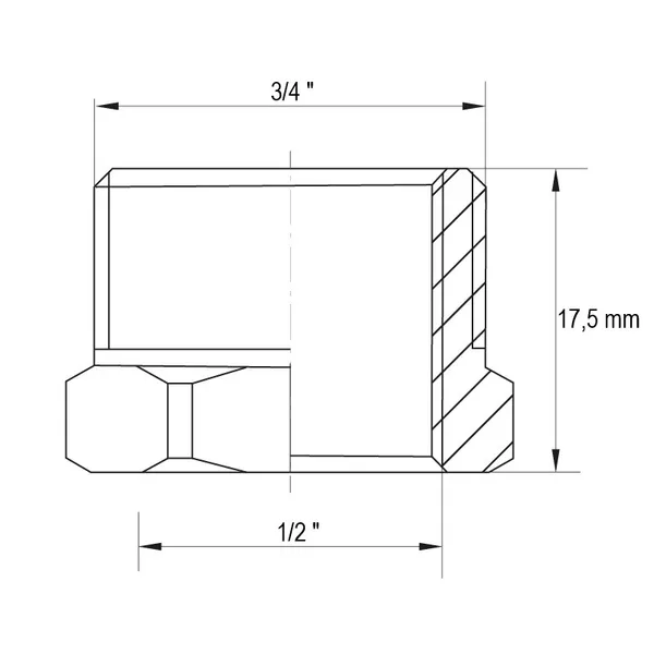 Футорка 1/2 "х3 / 4" Koer KF.F0608.WN без нікелю (KR2985)