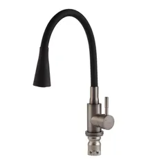Змішувач для кухні Mixxus SEO-011-T Graphite Refl.Black з нерж.сталі SUS304 (Кол.графіт+сил.вилив чорний) (MI8434)