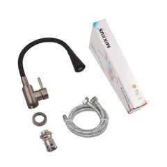 Змішувач для кухні Mixxus SEO-011-T Graphite Refl.Black з нерж.сталі SUS304 (Кол.графіт+сил.вилив чорний) (MI8434)