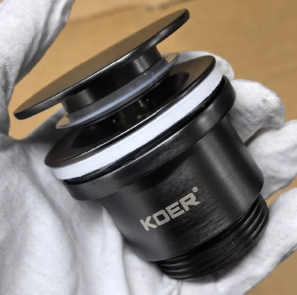 Донний клапан для раковини Koer PW-11-07 1 1/4''  універсальний (з/без перел) СLICK-СLACK (Колір графіт) (KR5793)