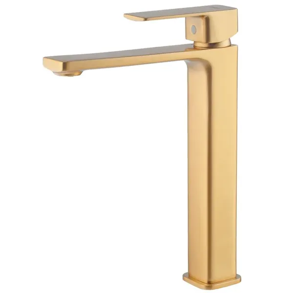 Змішувач для умивальника високий Haiba KUBUS 001 (HIGH) BRUSHED GOLD (HB9623)