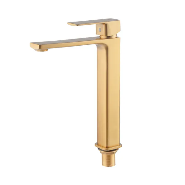 Змішувач для умивальника високий Haiba KUBUS 001 (HIGH) BRUSHED GOLD (HB9623)