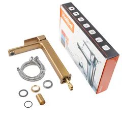 Змішувач для умивальника високий Haiba KUBUS 001 (HIGH) BRUSHED GOLD (HB9623)