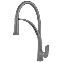 Змішувач для кухні Plamix Lucas-017 SET Graphite Refl.Grey з підведенням (Колір графіт+сил.вилив сірий) (PM0723)
