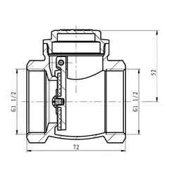 Клапан зворотній пелюстковий Koer KR.174-40 - 1 1/2" Т-подібний (KR5262)