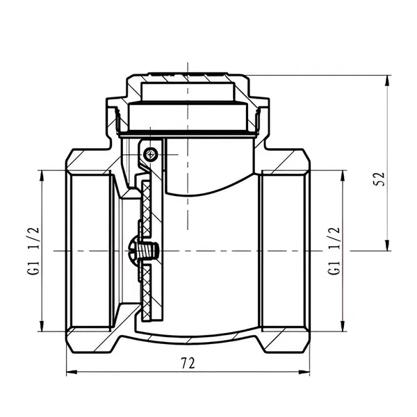 Клапан зворотній пелюстковий Koer KR.174-40 - 1 1/2" Т-подібний (KR5262)