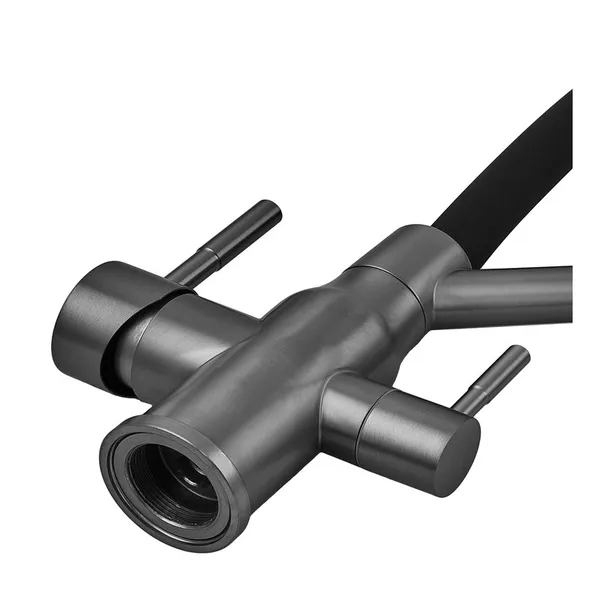 Змішувач для кухні з силіконовим виливом Zerix MAG-021 Graphite Refl.Black з нерж. сталі SUS304 з виходом для пит.води (ZX6005)
