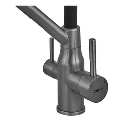 Змішувач для кухні з силіконовим виливом Zerix MAG-021 Graphite Refl.Black з нерж. сталі SUS304 з виходом для пит.води (ZX6005)