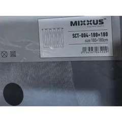 Шторка для ванної Mixxus SCT-004-180x180 з поліестеру із вбудованими кільцями (Візерунок "Бризки" сіро-сині) (AC0652)
