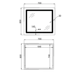Дзеркало Mixxus WARM MR12-80x70-Reverse з Led Touch, Anti-fog, димером, регулятором яскравості (MI6936)
