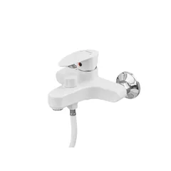 Змішувач для ванни Plamix CEZAR-009 EURO SET White, зі шлангом, лійкою та кронштейном (PM0692)