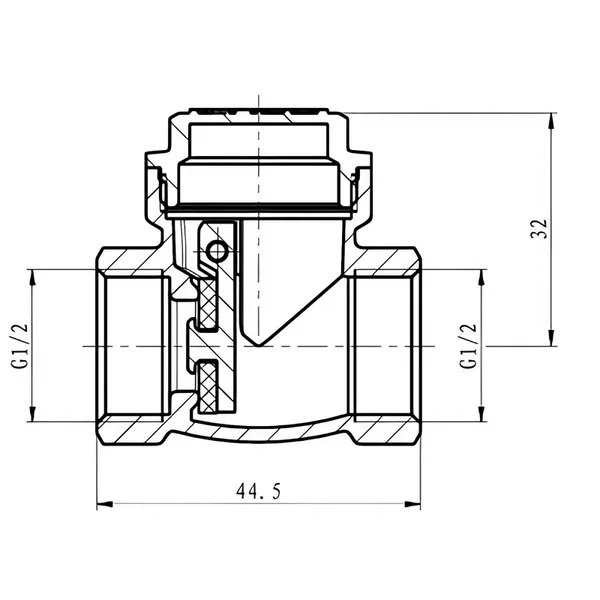 Клапан зворотний пелюстковий Koer KR.174-15 - 1/2" Т-подібний (KR5258)