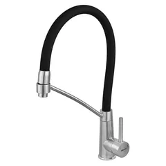 Змішувач для кухні з силіконовим виливом Zerix FUL-017 Refl.Black з нерж. сталі SUS304 (вил.чорний) (ZX5992)