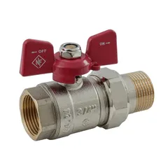 Кран з американкою Nolf classic NFC.921-08-3/4" FM ГШМ, ручка "метелик" червона (NF3151)