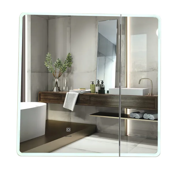 Дзеркальна шафка Mixxus Premium Olivary CM01-70x70x13 з LED Touch, димером, регулятором яскравості (MI8295)