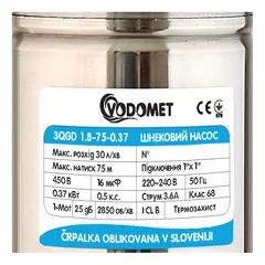 Насос глибинний шнековий Vodomet 3QGD 1.8-75-0.37 (VO0006)
