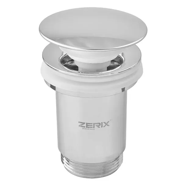 Донний клапан для раковини Zerix BV-01 1 1/4'' з переливом автоматичний СLICK-СLACK (Колір хром) (ZX6017)
