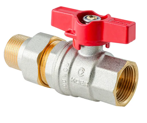 Кран з американкою Koer Extreme KE.227-20 - 3/4" ручка "метелик" червона (KR5766)