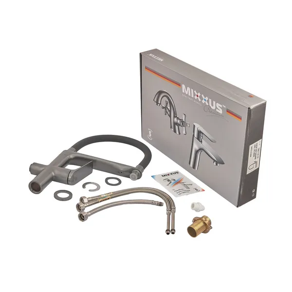 Змішувач для кухні Mixxus Premium DERBY 021 (NUT) GRAPHITE REFL.BLACK з виходом для питної води (MI6612)