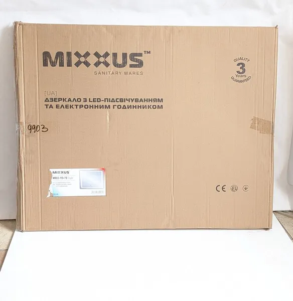 Уцінка - Дзеркало Mixxus STYLE MR03-90x70 з Led Touch, Anti-fog, димером, рег. яскравості, годинником (MI6007-20260604-9903)
