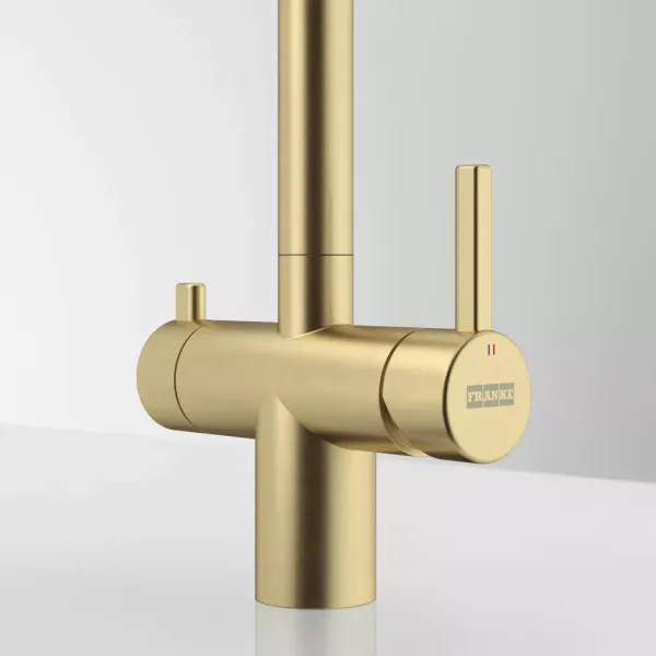 Atlas Neo Clear Water Pull Out, змішувач з витяжним виливом з під'єднанням до фільтра, PVD золото