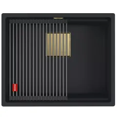 KNG 110-52 Gold Edition, чорний матовий (вкл. ручн. вент. кришку PVD золото 3 1/2", сифон + Rollmat)