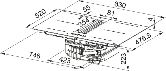 FMY 8352 BA HI (Mythos 2gether Ultra Edge, чорний матовий, інд. поверхня + інтегров. витяжка)