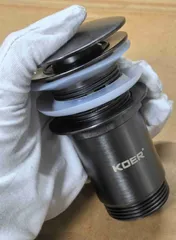 Донний клапан для раковини з переливом KOER PW-07-07 автоматичний (Click-Clack) (Колір графітовий) 1 1/4'' (KR6483)