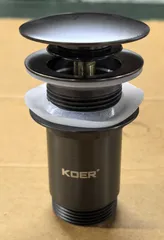 Донний клапан для раковини без переливу KOER PW-08-07 автоматичний (Click-Clack) (Колір графітовий) 1 1/4'' (KR6484)