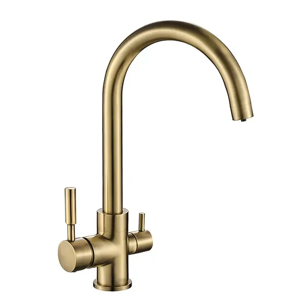 Змішувач для кухні MIXXUS PREMIUM MAFIN 021 BRONZE з гнучким виливом з виходом для питної води (Колір бронза) (MI5932)