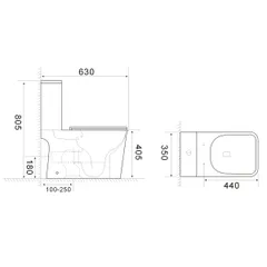 Бачок до унітазу-компакту MIXXUS WAVE-0404-R TANK 400x350x140 у комплекті зі зливною арматурою (MI8335)