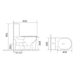 Чаша унітазу-компакту без сидіння MIXXUS WAVE-0405-R BOWL 400x350x630 система змиву RIMLESS (MI8363)