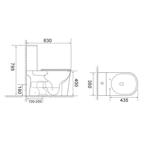 Чаша унітазу-компакту без сидіння MIXXUS WAVE-0405-R BOWL 400x350x630 система змиву RIMLESS (MI8363)