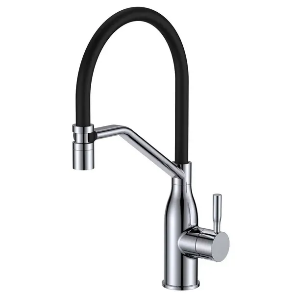 Змішувач для кухні MIXXUS PREMIUM GRAVITY 017 NUT REFL.BLACK (Колір хром+силік. вилив чорний) (MI8406)