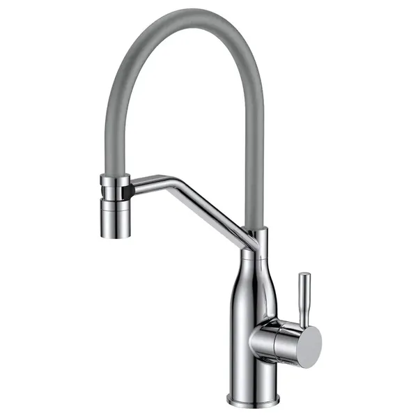 Змішувач для кухні MIXXUS PREMIUM GRAVITY 017 NUT SS COLOR REFL.GREY (Колір нержавіюча сталь+силік. вилив сірий) (MI8407)