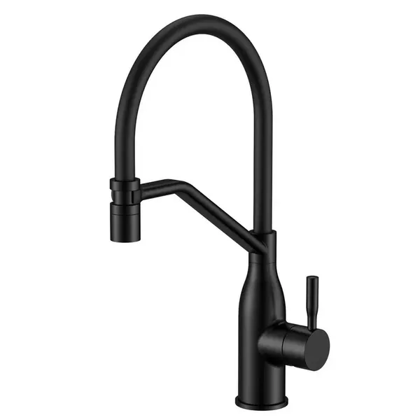 Змішувач для кухні MIXXUS PREMIUM GRAVITY 017 NUT BLACK REFL.BLACK (Колір чорний+силік. вилив чорний) (MI8408)