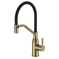 Змішувач для кухні MIXXUS PREMIUM GRAVITY 017 NUT BRUSHED GOLD REFL.BLACK (Колір матове золото+силік. вилив чорний) (MI8410)