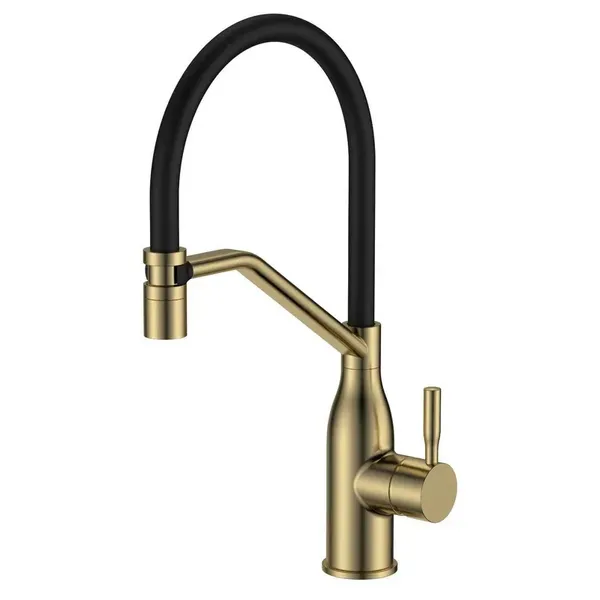Змішувач для кухні MIXXUS PREMIUM GRAVITY 017 NUT BRUSHED GOLD REFL.BLACK (Колір матове золото+силік. вилив чорний) (MI8410)