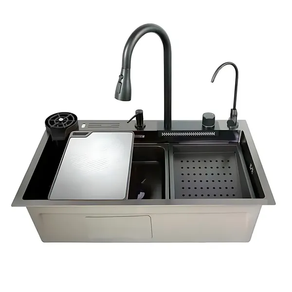 Мийка багатофункціональна з вбудованим змішувачем MIXXUS MH7546-SET-08 MICRO DECOR GRAPHITE з нерж. сталі (MI8455)