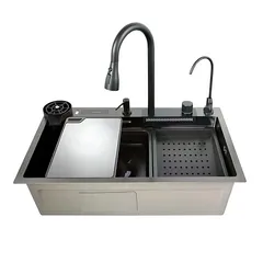 Мийка багатофункціональна з вбудованим змішувачем MIXXUS MH7546-SET-08 DECOR GRAPHITE з нерж. сталі (MI8456)