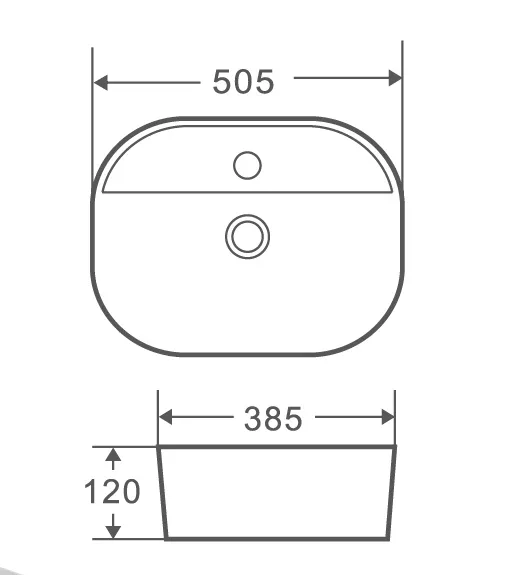 Раковина накладна MIXXUS PREMIUM ELLIPSE-0201 505х385х120mm (отвір під змішувач) (MP6482)